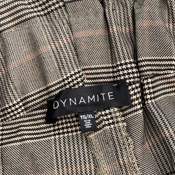 Dynamite paper bag waist pants in brown plaid. - Picture 5 of 8